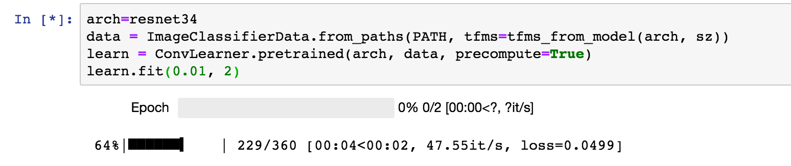 A running Jupyter notebook cell